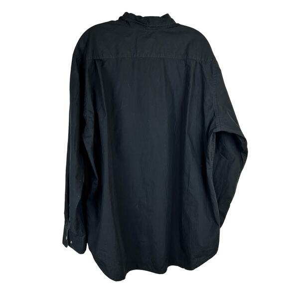 DKNY Black Long Sleeve Button Front Shirt Mens Size XL 100% Cotton Collar - Picture 2 of 6